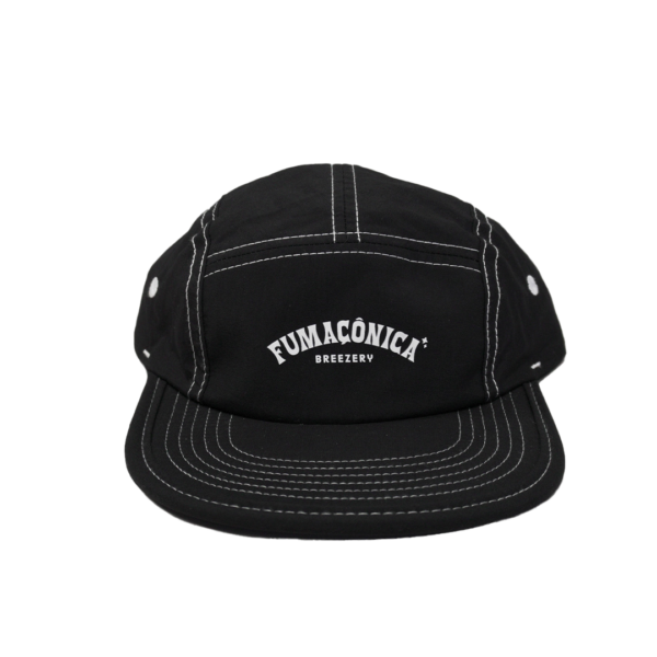 bone-five-panel-fumaconica-preto-com-costura-branca